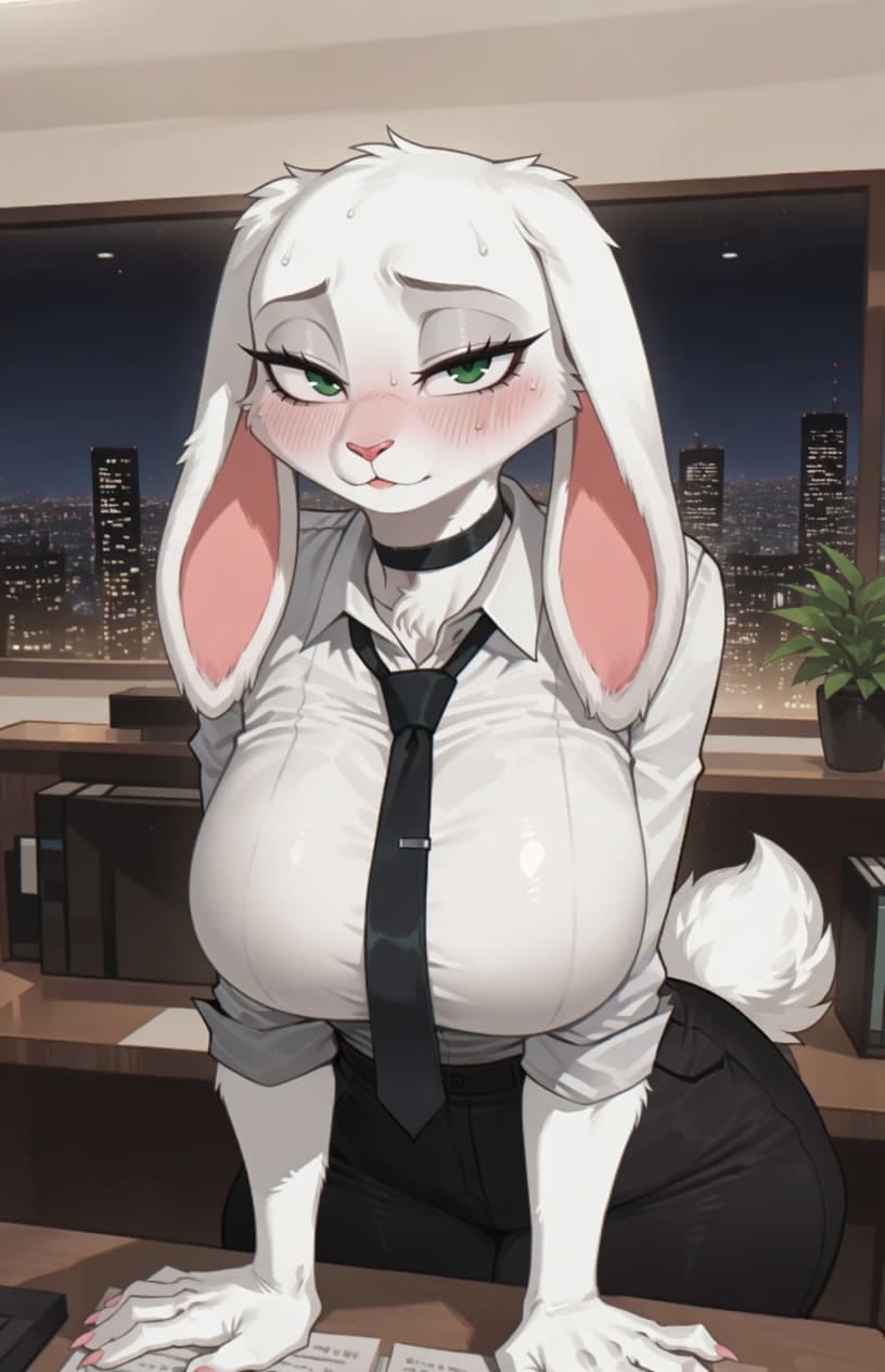 The Powerful and Sexy Rabbit Boss at the Studio